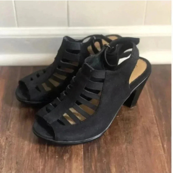 Croft & Barrow Heels | Black Heels | Black Open Toe Heels | Strappy Heels - Picture 2 of 8